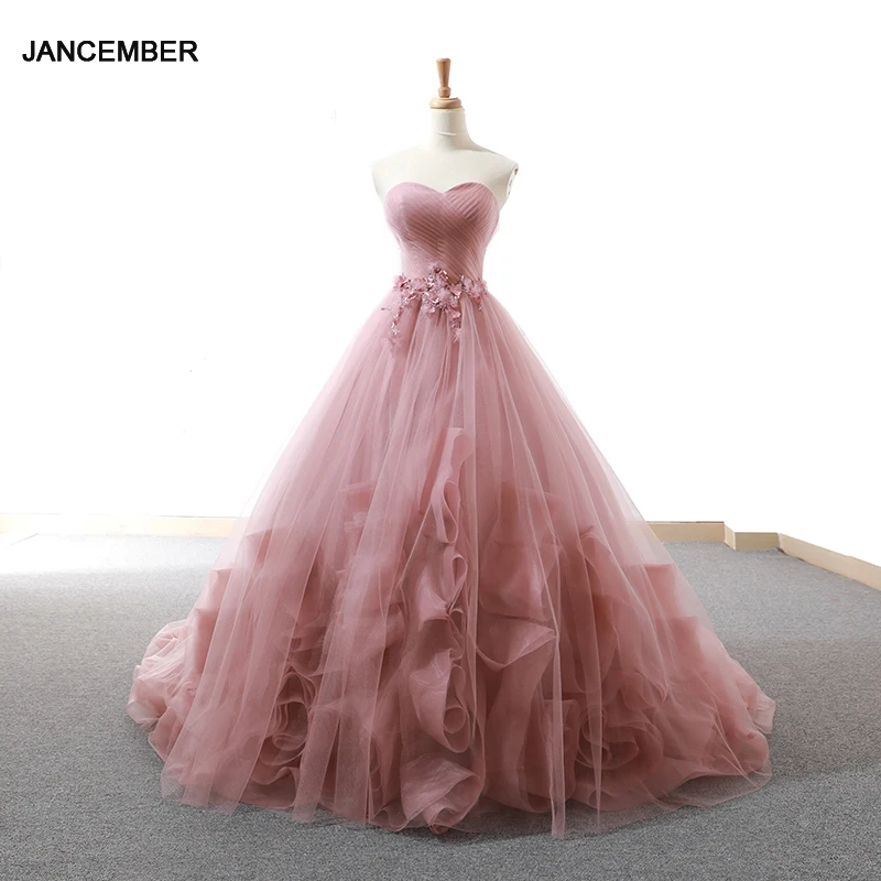 J66290 Jancember пикантные вечерние платье 2020 элегантное розовое атласное для