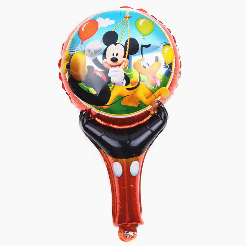 Figure balloon TSZWJ, новинка, голова Микки и Минни, с палкой, алюминиевый шар, Детские праздничные, вечерние, декоративные шары - Цвет: Figure balloon