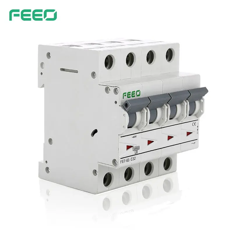 

FEEO FE7-63 4P 400V 6A 10A 16A 20A 25A 32A 40A 50A 63A MCB Miniature AC Circuit Breaker