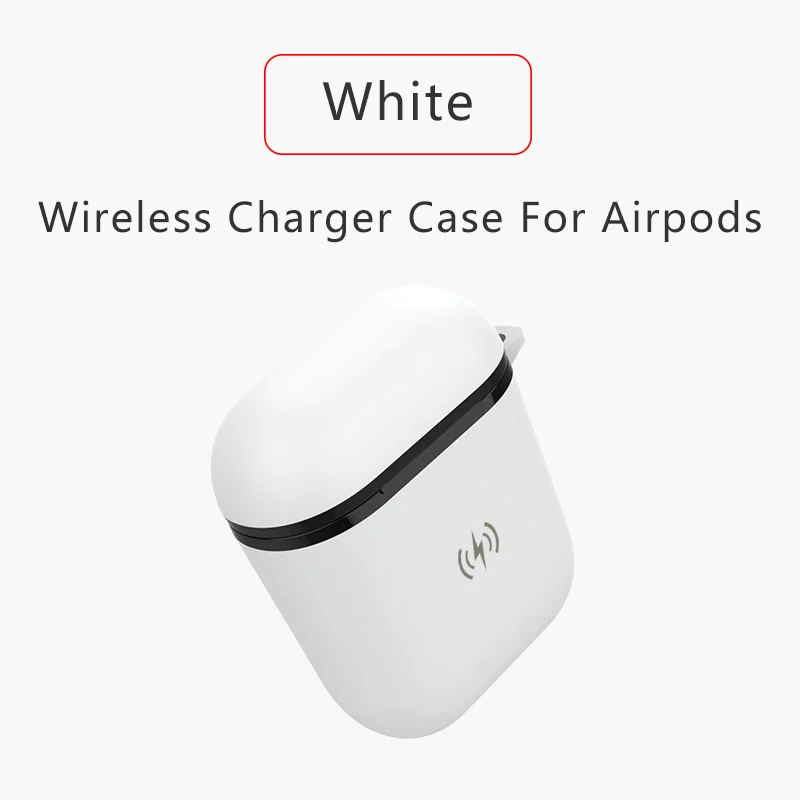 White Чехол для зарядного устройства Airpods, чехол для беспроводного зарядного устройства QI, чехол для беспроводного зарядного устройства Airpods, чехол для зарядного устройства Airpods - Цвет: White