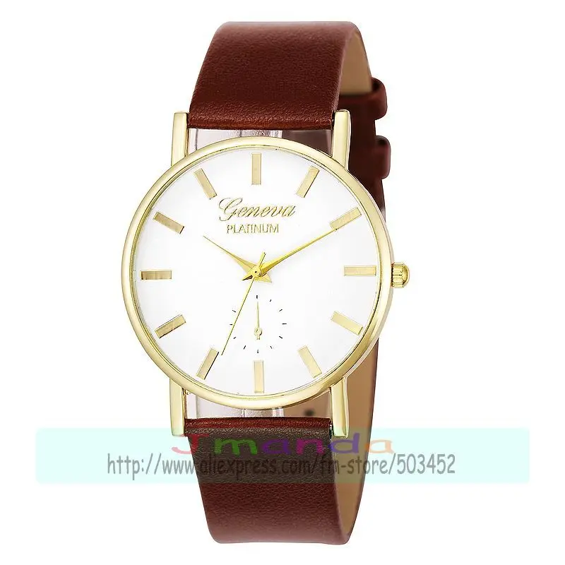 geneva brown gold 100 шт/лот 5398 Модный чехол из розового золота geneva& no logo кожаные часы обертывание кварцевые повседневные наручные часы оптом часы для унисекс - Цвет: geneva brown gold