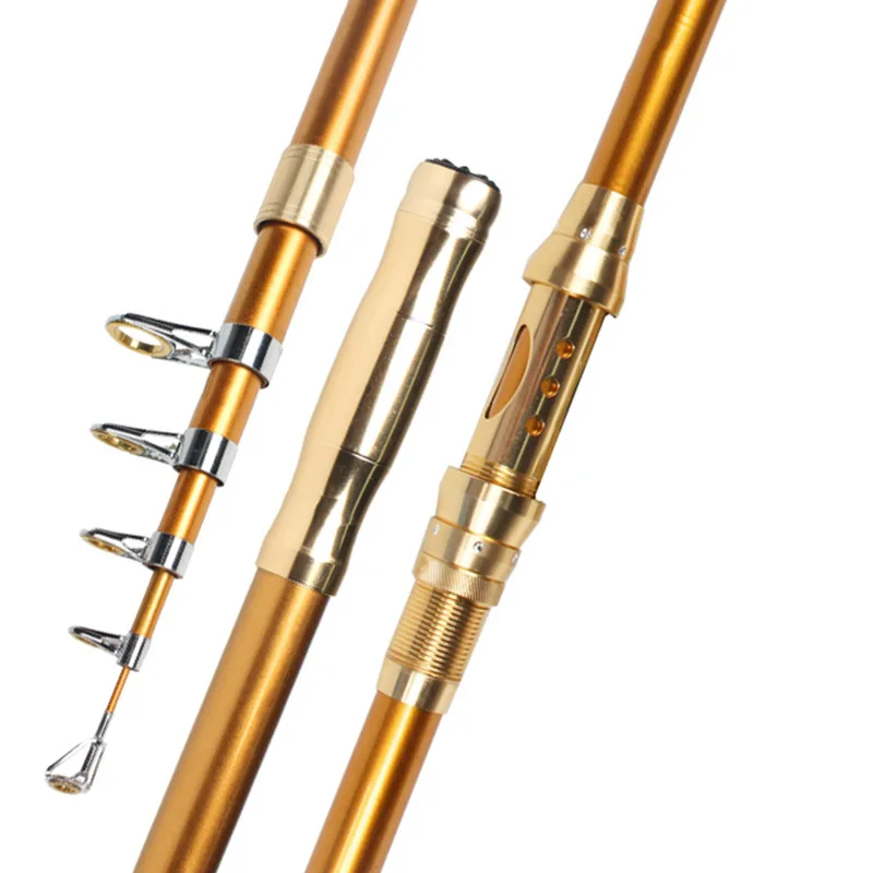 YUYU Fishing Rod Carbon Portable Spinning rods for fishing feeder Fishing Rods carp Hard Fishing Rod Telescopic spinning - Цвет: 22 gold