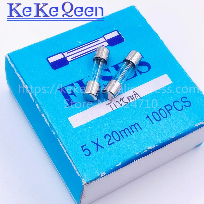 20 шт./кор. 5*20 мм 0.125A 250 V медленного предохранителя 5*20 T0.125A T125mA 250 V Стекло предохранитель 5 мм* 20 мм