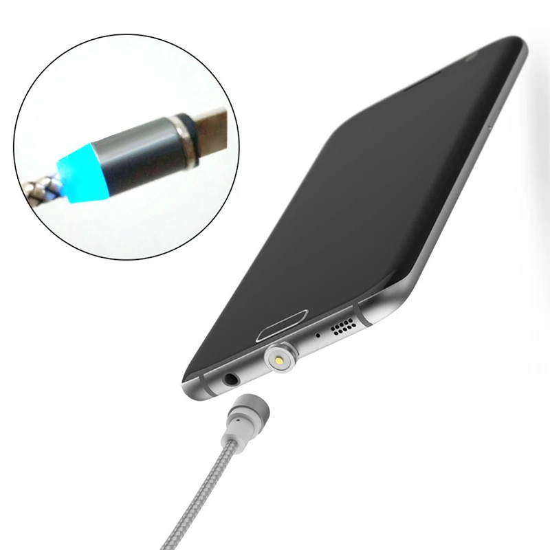 Светодио дный светодиодный магнитный Micro USB кабель для телефона 1 м плетеный