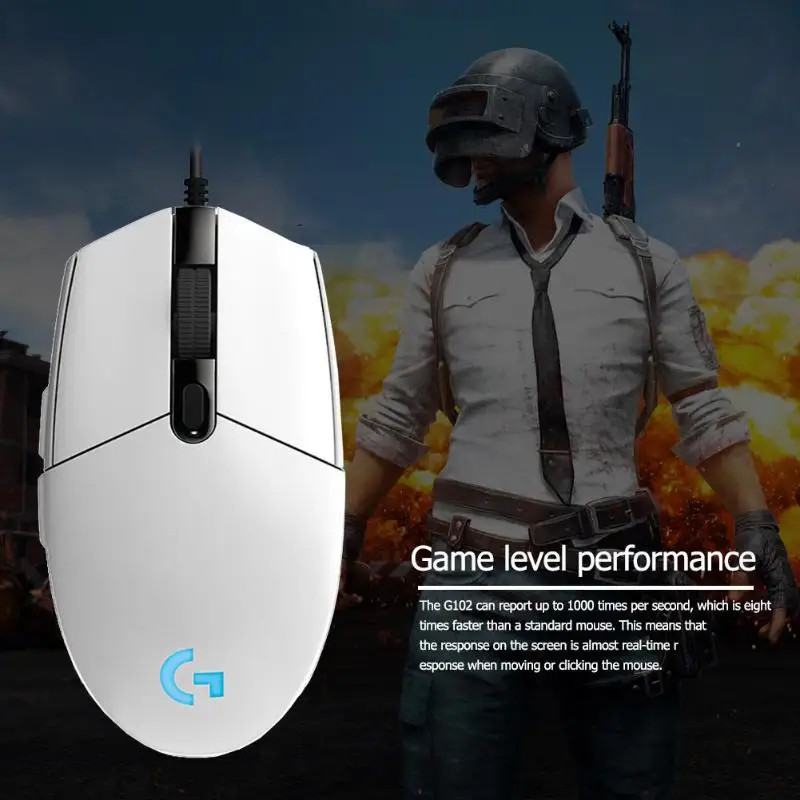 Logitech G102 200~ 6000 dpi USB игровая мышь макро 6 программируемых механических кнопок RGB Проводная игровая мышь обе руки Мыши для ПК