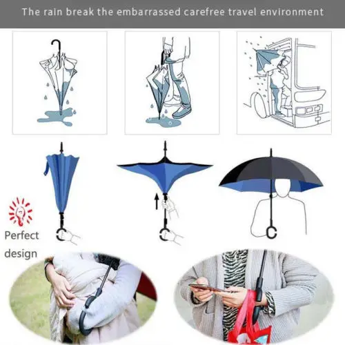 C образная ручка новый унисекс двухслойный/верхний/задний открывающийся Зонт от