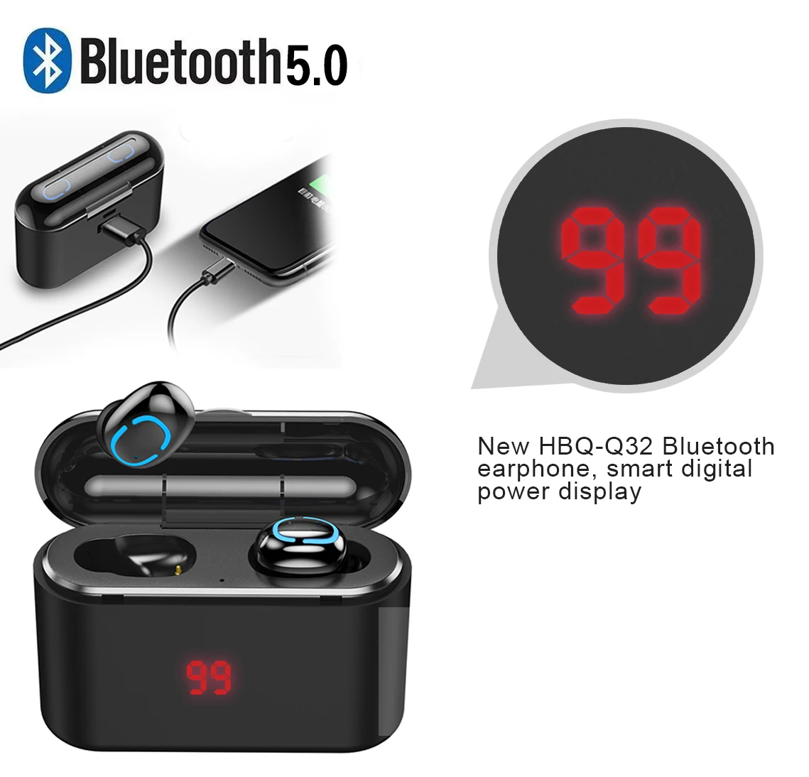 ROCK TWS True Bluetooth Earphone 3D Stereo Wireless Earbuds Mini Waterproof Headfrees with Charging Box 1500mAh |