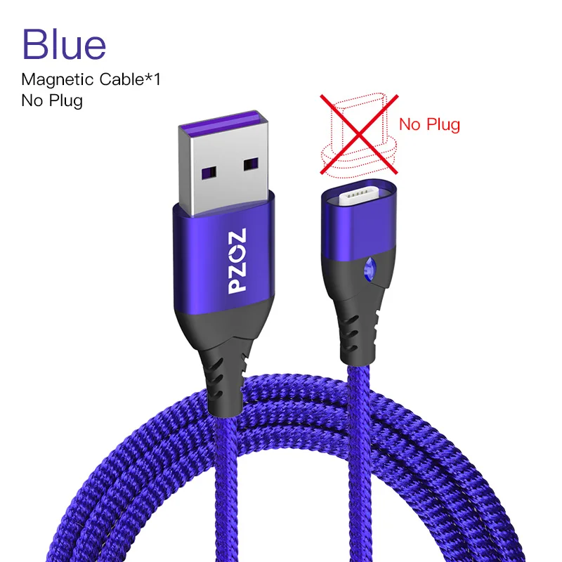 PZOZ микро USB C Магнитный кабель 5А супер быстрая зарядка телефона тип-c магнитное зарядное устройство Microusb для iPhone samsung Galaxy S10 huawei - Цвет: 1m Blue NO Plug