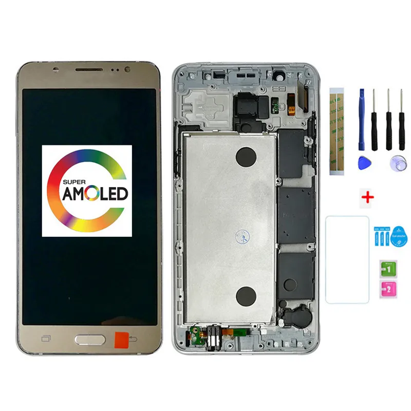 SZHAIYU 5,0 ''Супер AMOLED lcd для samsung Galaxy J5 J510H J510FN/DS J510F J510M ЖК-дисплей сенсорный экран Рамка Корпус - Цвет: Золотой