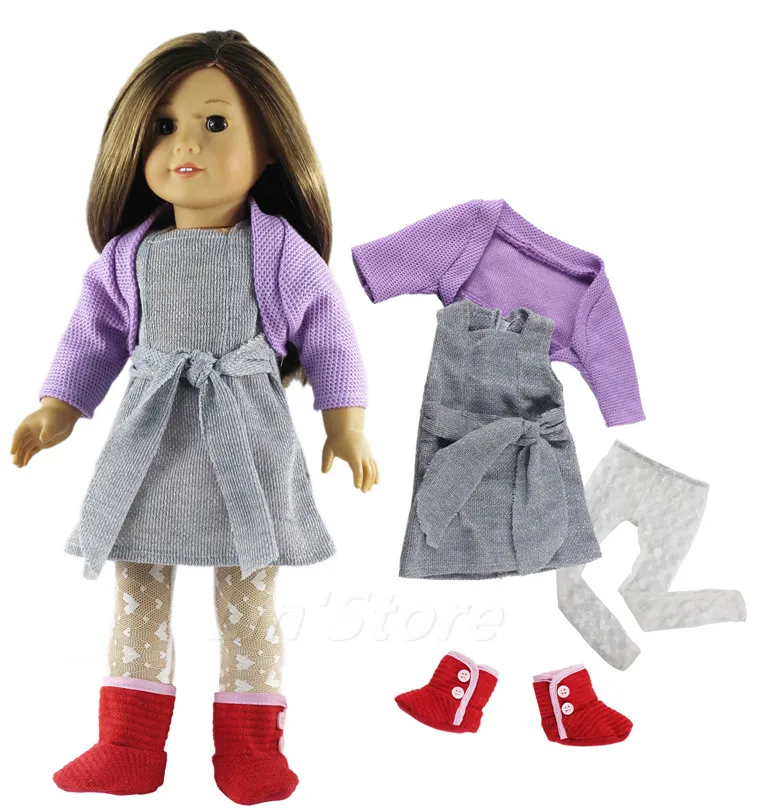 Clothes and Boots A1 Новинка, 1 комплект, Одежда для куклы+ очки+ сапоги+ колготки+ сумка для 1", американская кукла, много стилей на выбор - Цвет: Clothes and Boots A1