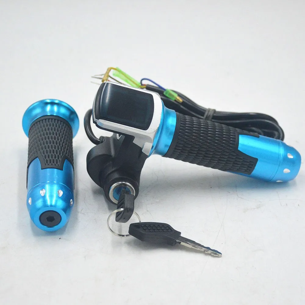 24V blue 24 В 36 В 48 В ebike Дроссельный ускоритель с ЖК-экран для отображения данных о заряде аккумулятора индикатор/ВКЛ-ВЫКЛ ключ блокировки для электрического велосипеда/скутера - Цвет: 24V blue