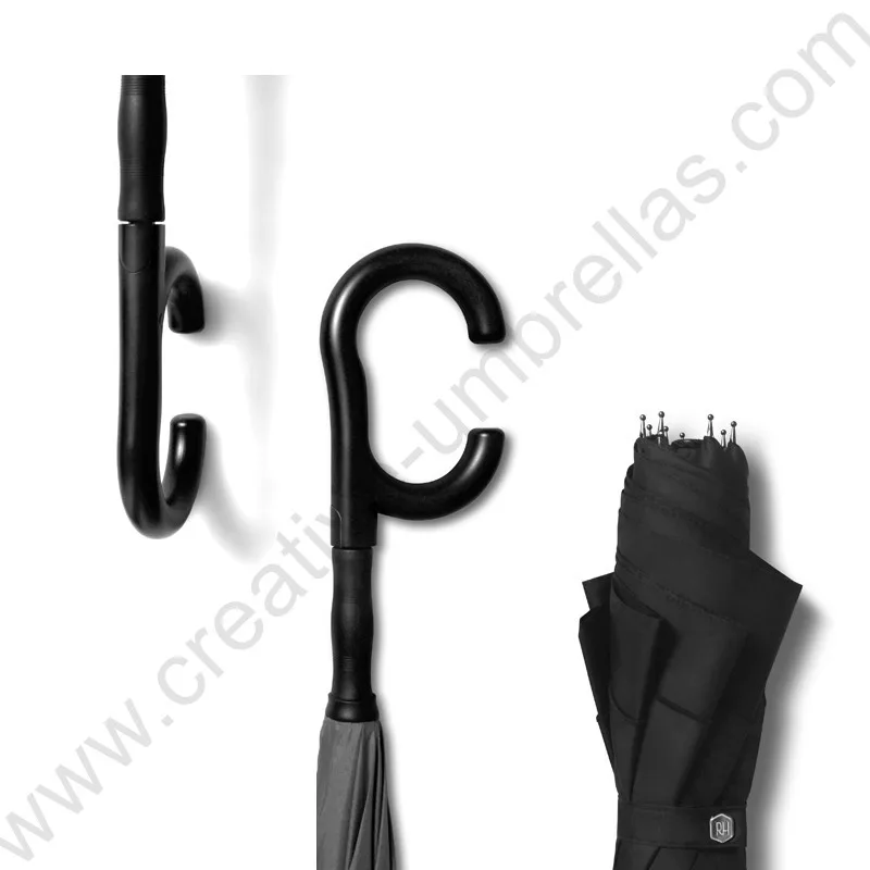 113 см автоматический открытый C-Hook Обратный бизнес зонтик без рук увеличенный