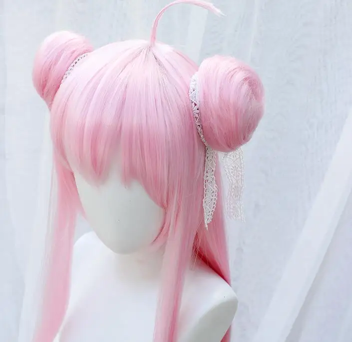 Аниме Happy Sugar Life Satou Matsuzaka длинные прямые волосы + булочки розовый парик для