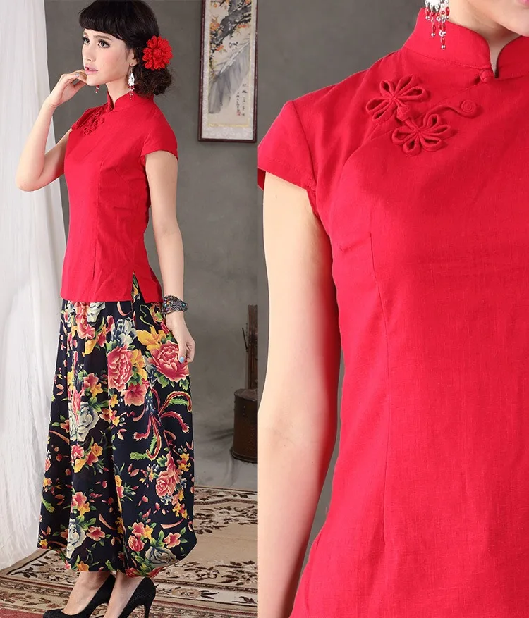 Шанхай история короткий рукав национальный тренд Qipao рубашка Китайский cheongsam Топ Традиционный китайский женский топ льняная блузка Топ