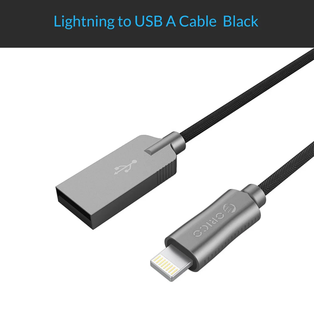 Black LTU ORICO LTU Lightning USB кабель для iPhone 3 фута 100 см 2,4 A кабель для быстрой зарядки для iPhone 6 7 power Line Plus - Цвет: Black LTU