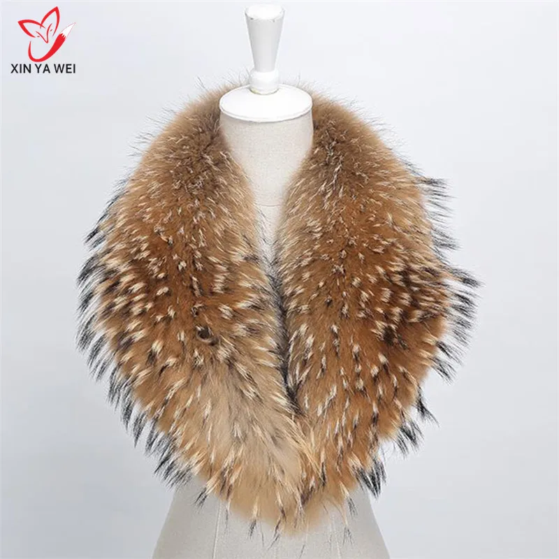 2017 Hot Selling Women Fashion Genuine Natural Raccoon Fur Collar Warmer Scarf 100cm Shawl Free Shipping |