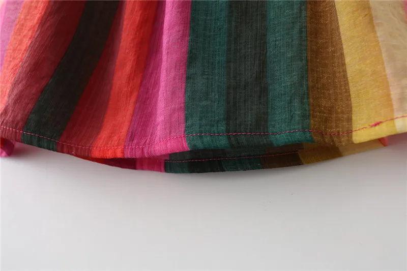 Футболки для девочек повседневные градиентные детские топы в полоску с отложным