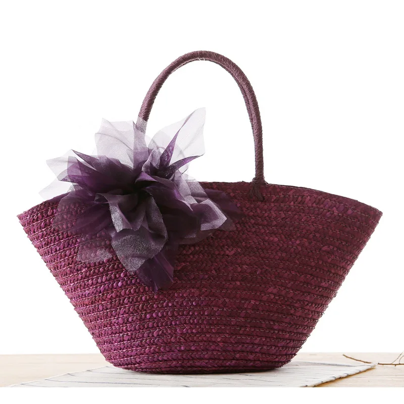 Пены Летняя Пляжная сумка для женщин соломы Тканые Цветок Tote сумки 2020 в богемном