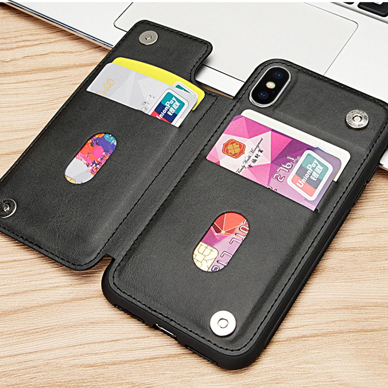Кожаный чехол-бумажник для iPhone X XS 7 8 Plus роскошный силиконовый чехол-подставка с