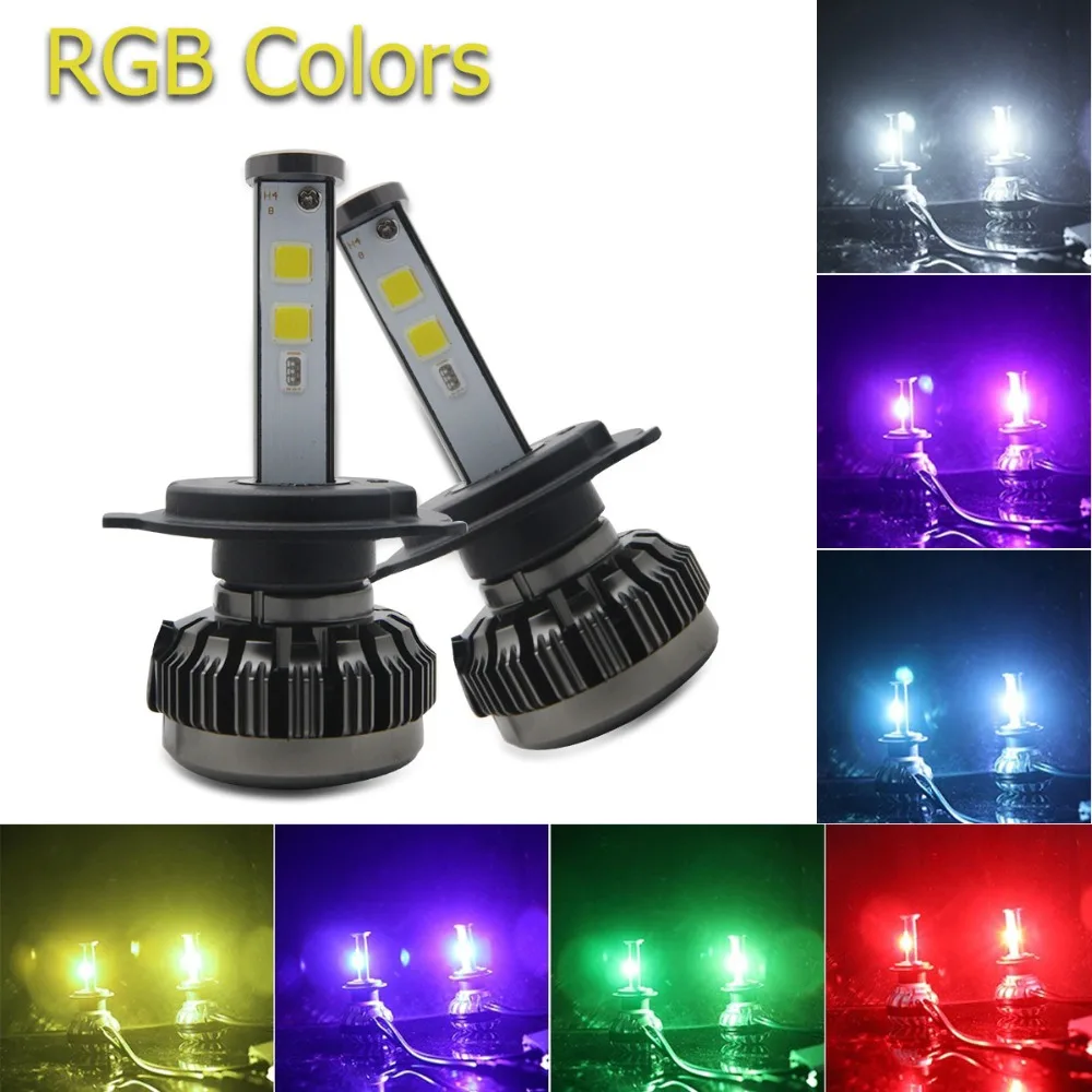 H7 H11 RGB светодиодный автомобилей головной светильник Conversion kit H4 H7 приложение Bluetooth Управление H8 H9 H11 Автомобильный светодиодный светильник фары разноцветная светодиодный лампы