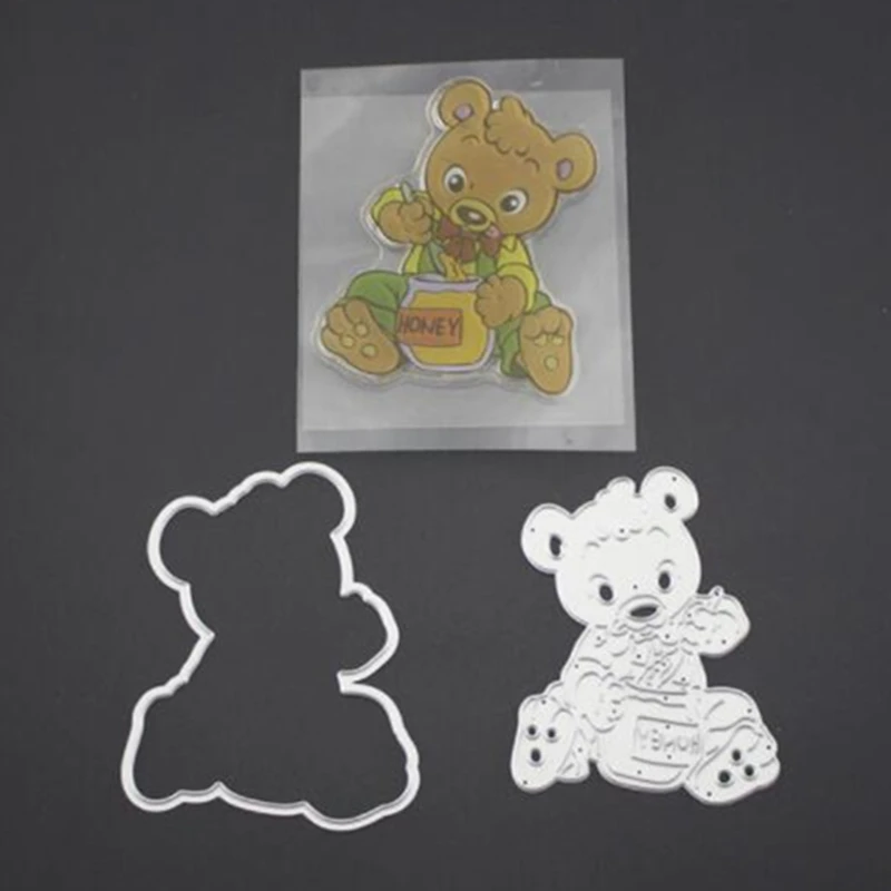 

SCD466 Bear Metal Cutting Dies For Scrapbooking Stencils DIY Album Cards Decoration Embossing Folder Craft Die Cuts Clear Stamps