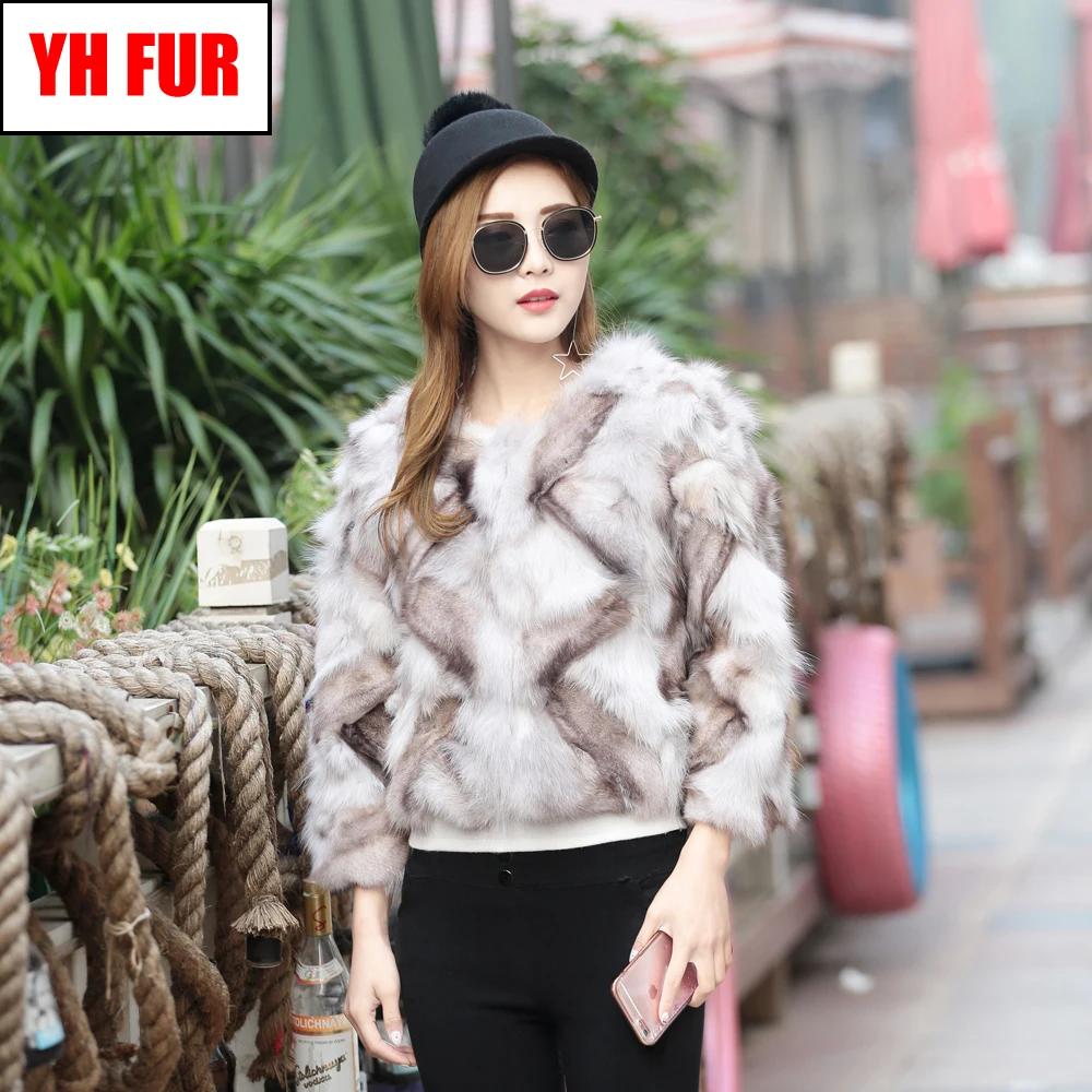 Новые женские реальные 100% натуральный Лисий мех из мягкого меха лисы Куртка
