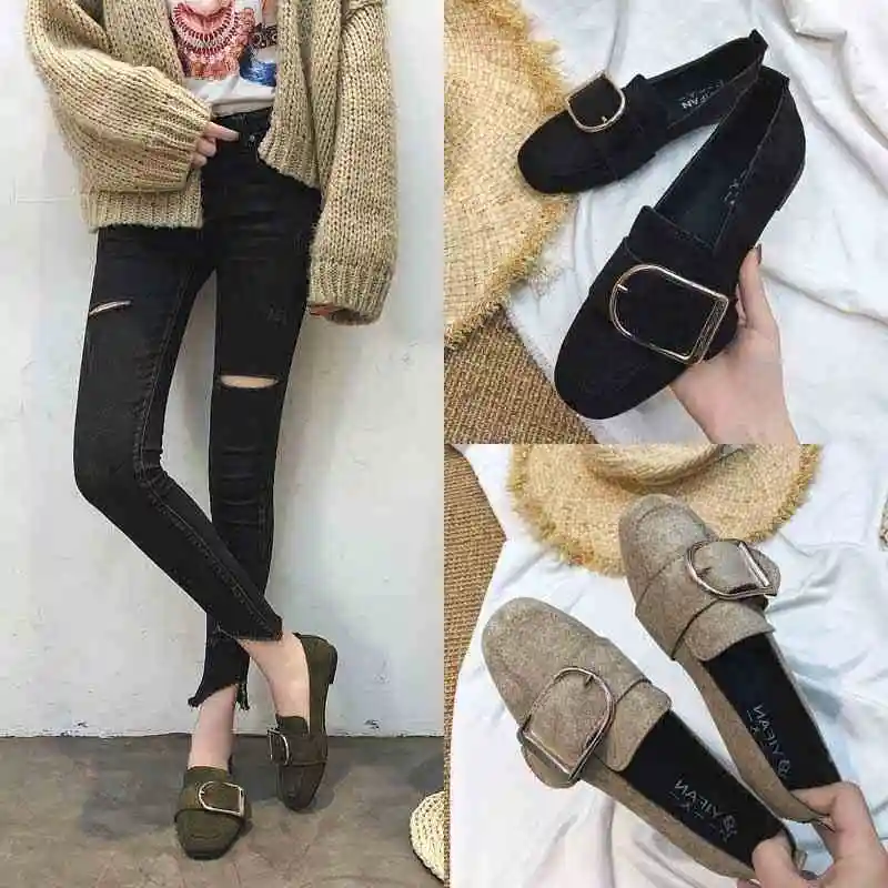 shoes women new metallic buckles round head fund euramerican vogue is comfortable flat shoe recreational sex appeal |