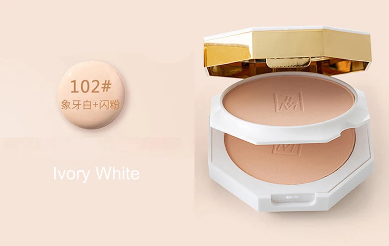 102 Ivory White TLM 2 в 1, осветляющая двухслойная прессованная пудра для контурирования, палитра, основа для макияжа лица, Стойкий BB крем с компактной пуховкой - Цвет: 102 Ivory White