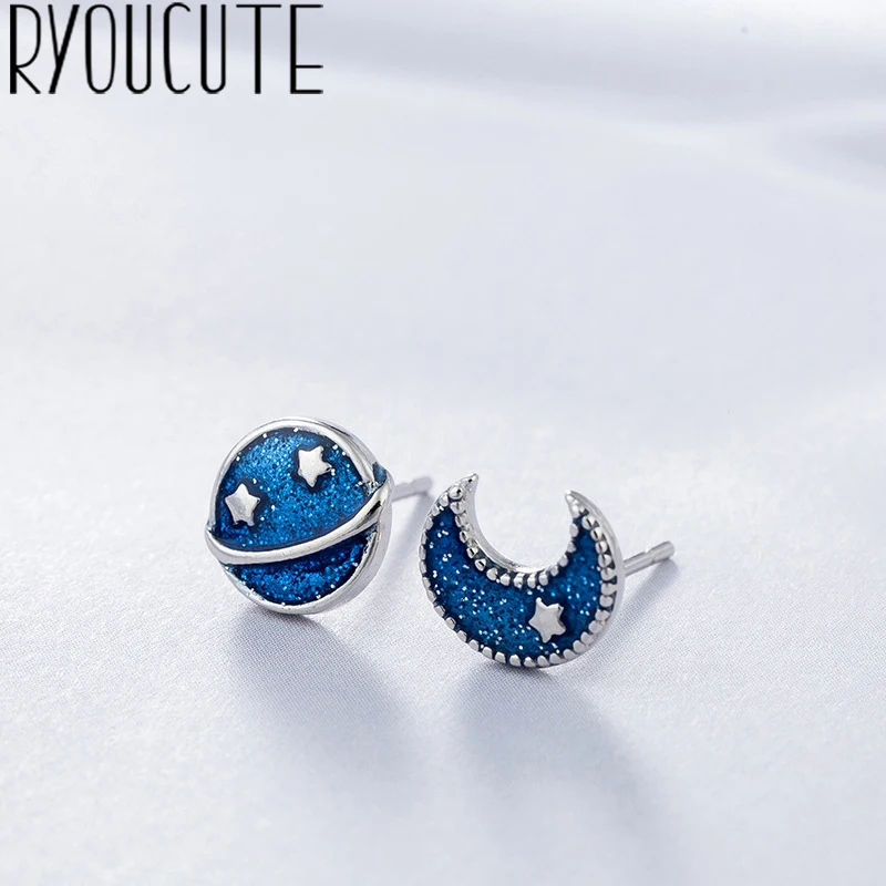 Женские серьги с синей звездой RYOUCUTE из настоящего серебра Ювелирные изделия