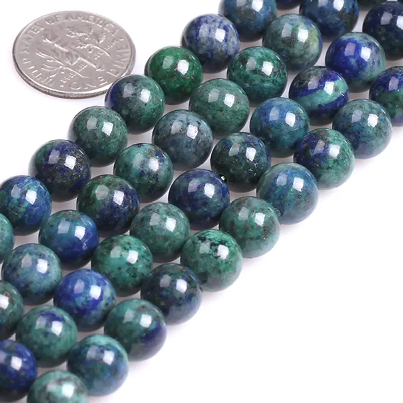 Malachite Azurite Круглые Бусины Из малахитового азурита лазурита для изготовления ювелирных изделий нить 1" DIY браслет ожерелье ювелирные изделия свободные бусины 6 мм 8 мм 10 мм - Цвет: Malachite Azurite