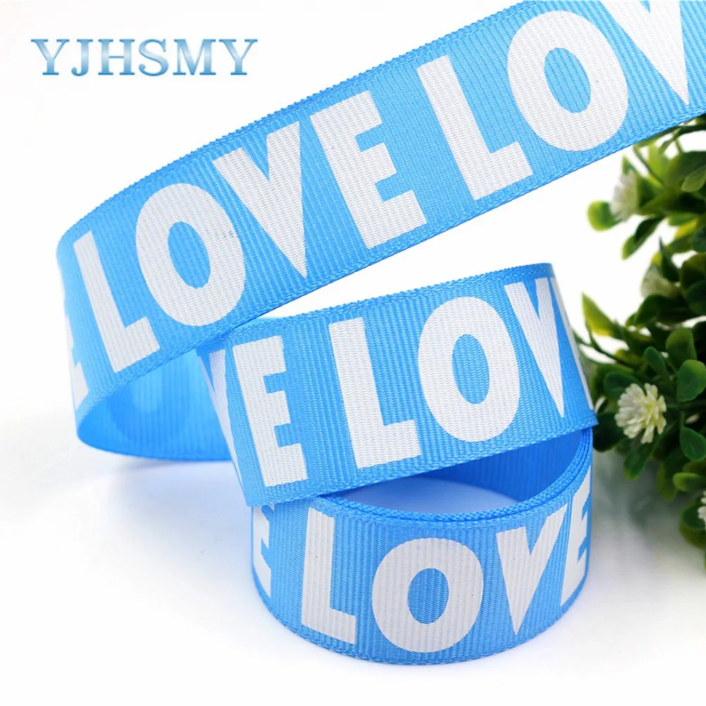YJHSMY D-18105-71 25 мм 5 ярдов английские ленты LOVE Термотрансферная печатная корсажная