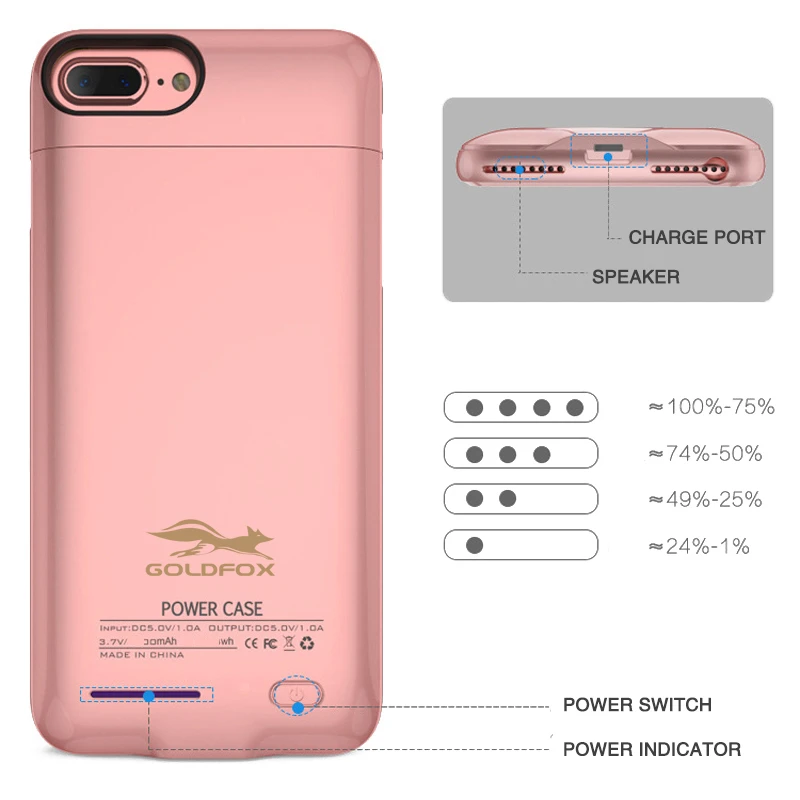 Ультра тонкий 3000 mAh банк питания для iPhone 6 6s 7 plus внешний аккумулятор зарядное устройство чехол мобильный телефон банк питания зарядный чехол