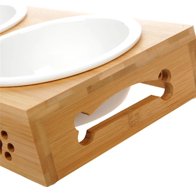 Модная миска-Кормушка для домашних животных Бамбуковая посуда керамическая и