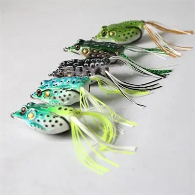 5 PCS New Style Soft Toad Frogs Bass Fishing Lure Plastic Hollow Crankbait Hooks Wholesale | Спорт и развлечения