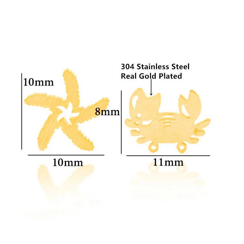 Женские серьги крабы из нержавеющей стали золотого цвета|animal stud earrings|fashion earringsstud