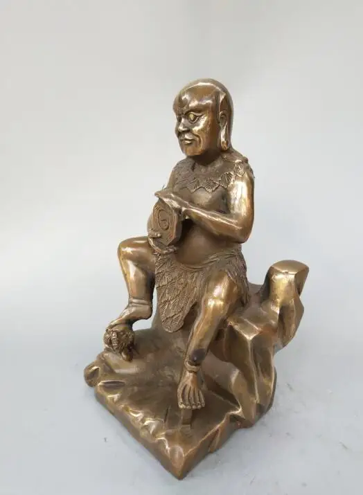 Основатель всего человечества Фу Хси чистая латунная статуя.