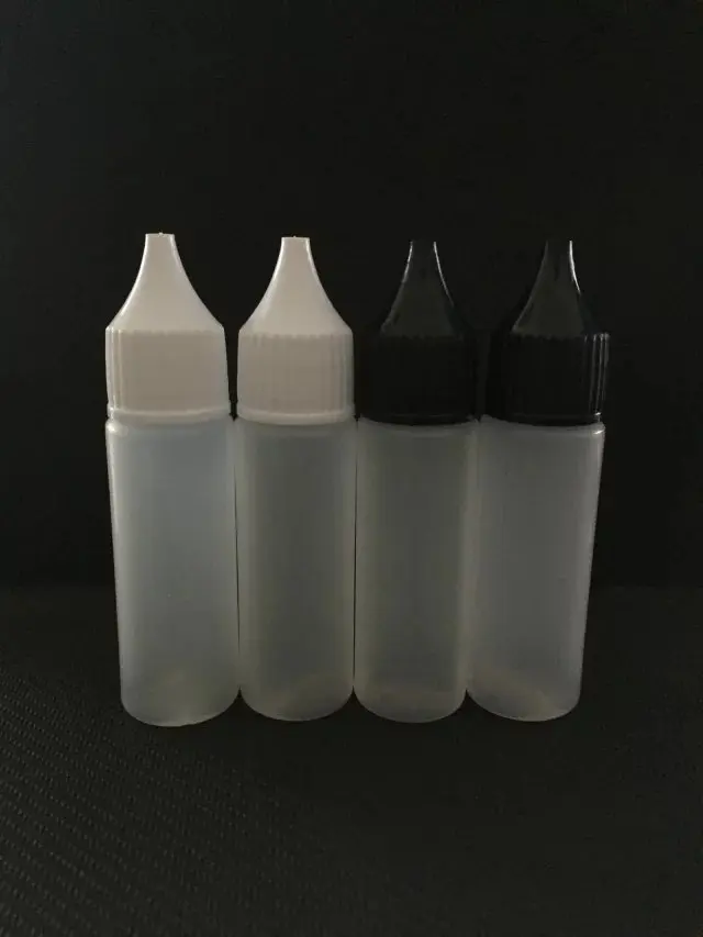 Новая бутылка 15 мл 30 полиэтиленовая пластиковая с черной белой крышкой пустые