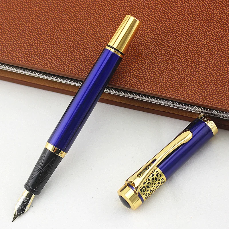 

High Quality blue Fountain Pen 0.5 mm Nib Extra Fine Student Practise Writing Ink Pens School Office Supplies