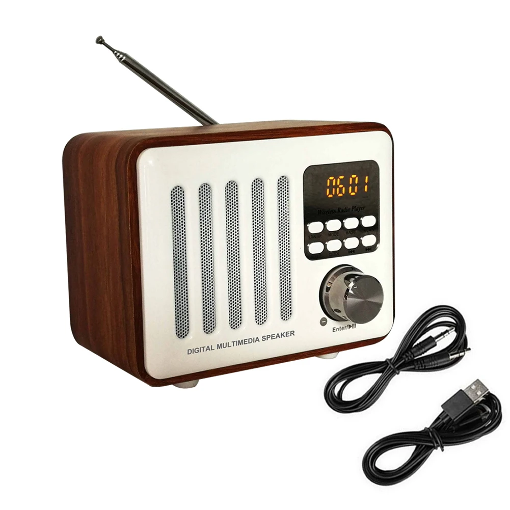 Bluetooth динамик деревянный ящик ретро беспроводной FM радио цифровой мультимедийный плеер 2019new