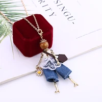 lh classic lace doll necklace for women fashion jeans alloy pendants sweater chain elegant white vest neck jewelry accessories