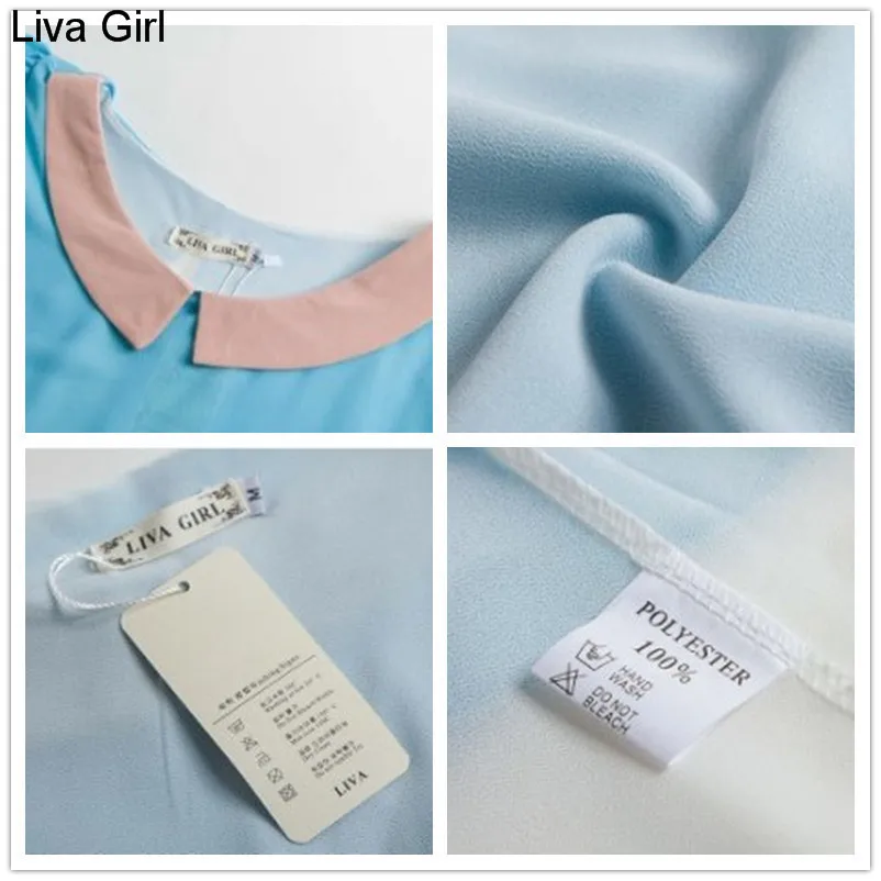 ЛИВА девушка Лето 2017 г. Для женщин блузка свободную рубашку отложным воротником