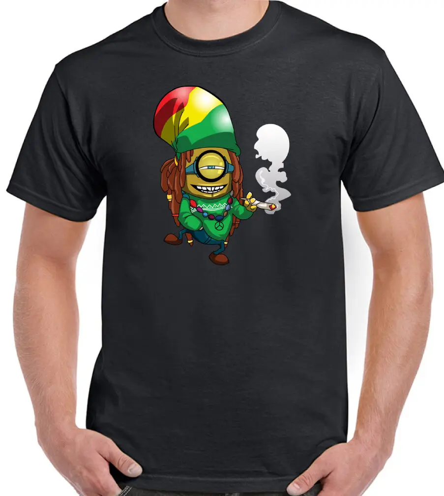 Rasta Minion Мужская забавная Футболка Боб Марли Регги сорняки Миньоны|Мужские