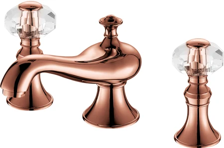

Free shipping ROSE Gold PVD 8" widespread bathroom Lavatory Sink faucet WITH CRYSTAL HANDLES deck mounted