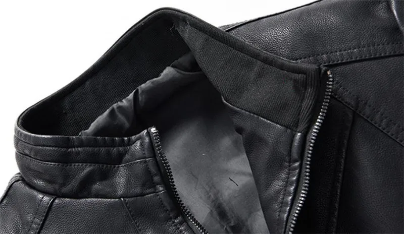 

Autumn men's leather jacket motorcycle PU leather jacket solid color collar design coat 4XL