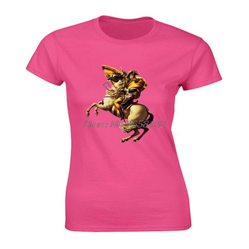 Napoleon Bonaparte Horse Painting T-shirt Women Classic Chic Short Sleeve O-Neck Cotton Tops Cool Tee Shirt Streetwear | Женская одежда