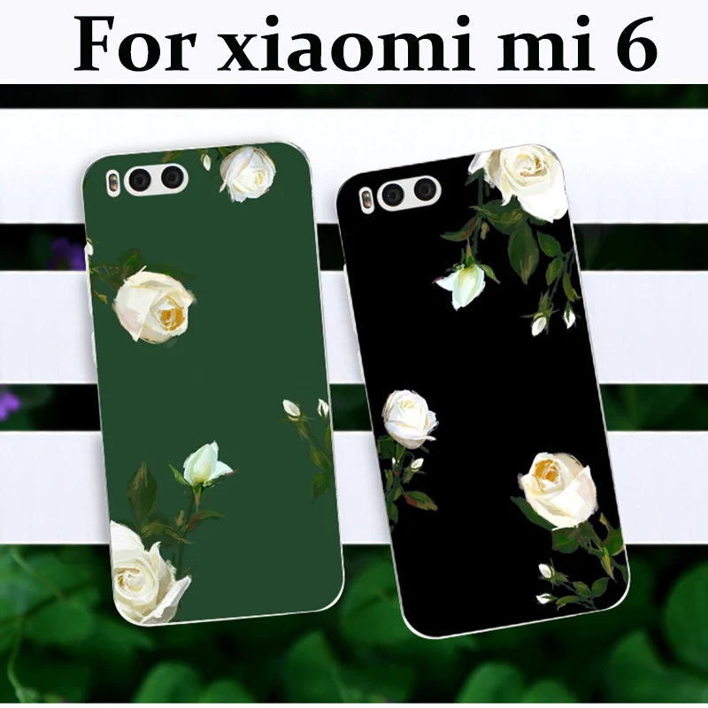 2 шт. для xiaomi mi 6 чехол задняя крышка модный цветок силиконовый мягкий capas mi6 чехлы