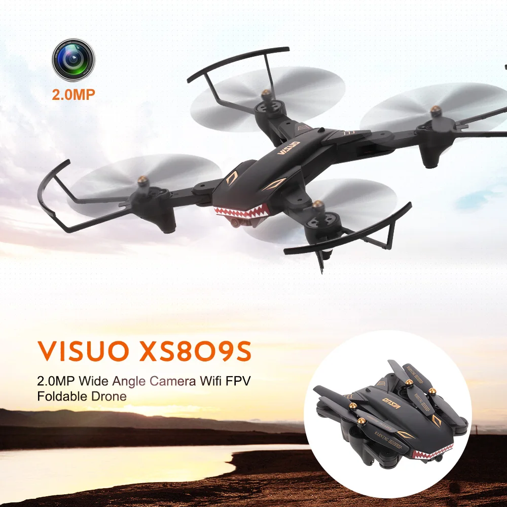 VISUO XS809S 2.0MP широкоугольная камера Квадрокоптер WiFi fpv складной Дрон один ключ