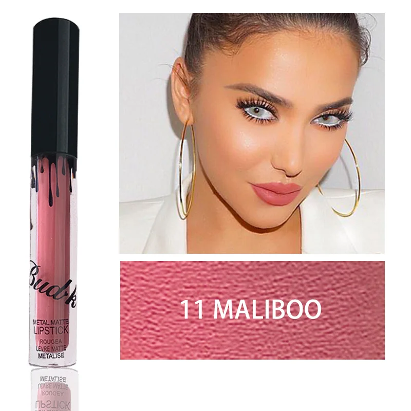BK11 maliboo BUD K, Новое поступление, 18 цветов, блестящая жидкая губная помада, профессиональный водонепроницаемый матовый блеск для губ, открытая губная помада, макияж, женская косметика - Цвет: BK11 maliboo