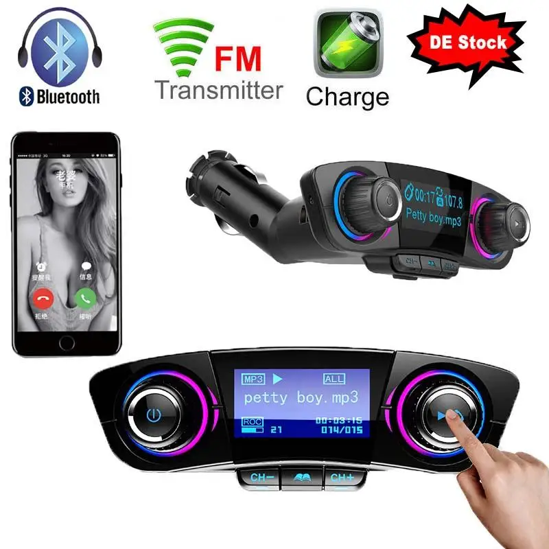 Беспроводной Bluetooth Handsfree Вызов fm-передатчик MP3 плеер Радио адаптер USB Автомобильное зарядное устройство ЖК-дисплей TF карта Автомобильный комплект