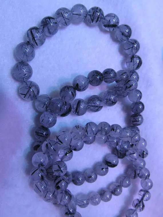 free ship--Genuine Rutilated Quartz Bracelet AA Grade Natural Beads white black rutilated charm | Украшения и аксессуары